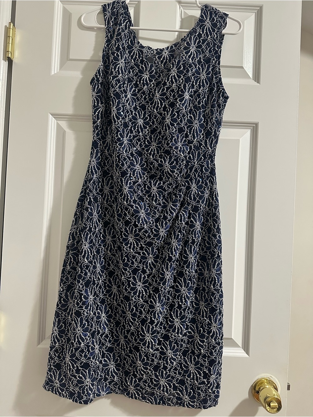 Roz & Ali Navy Floral Lace Sheath Dress